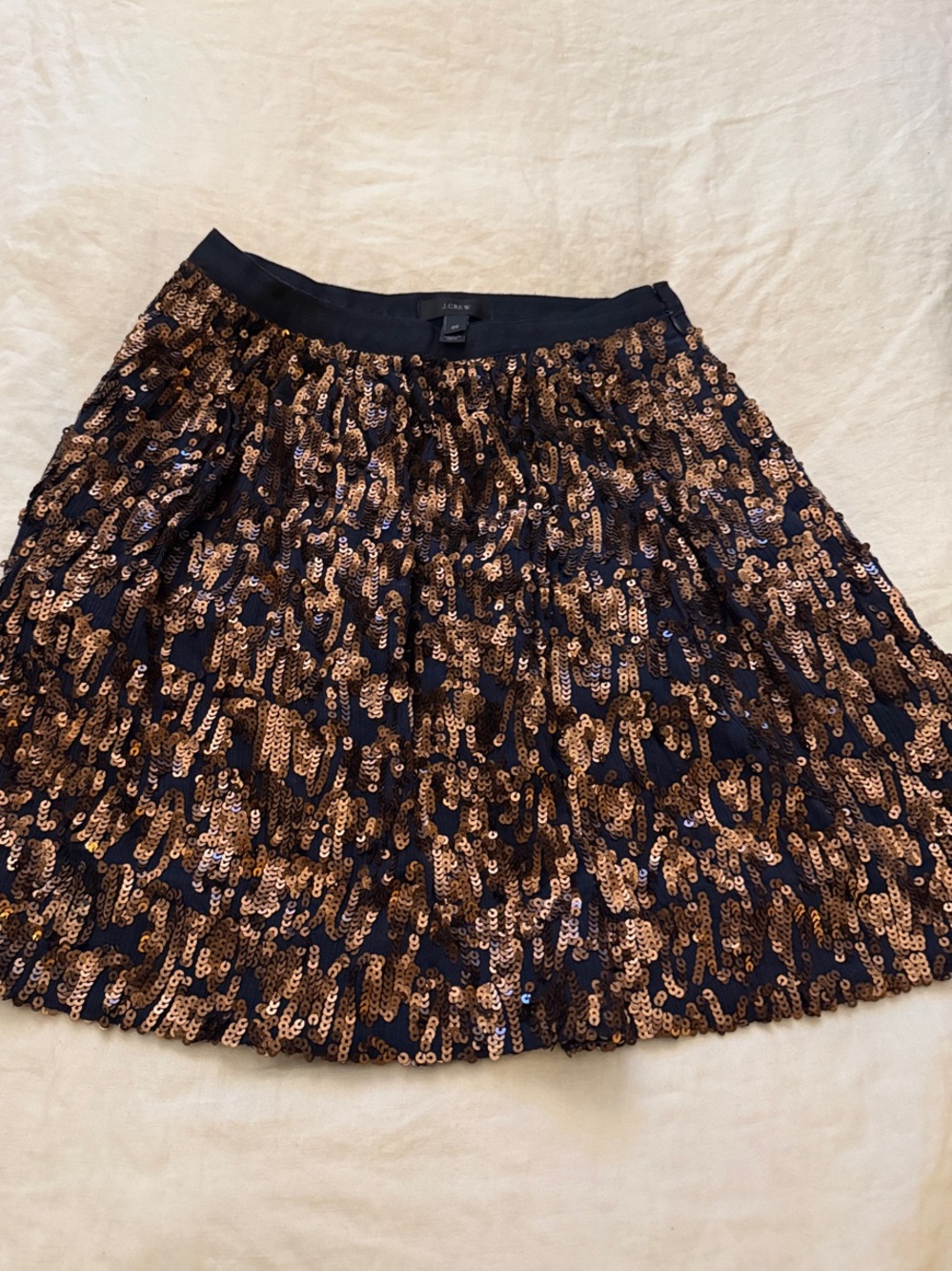 J.Crew Sequined Black & Gold Party Skirt size 00